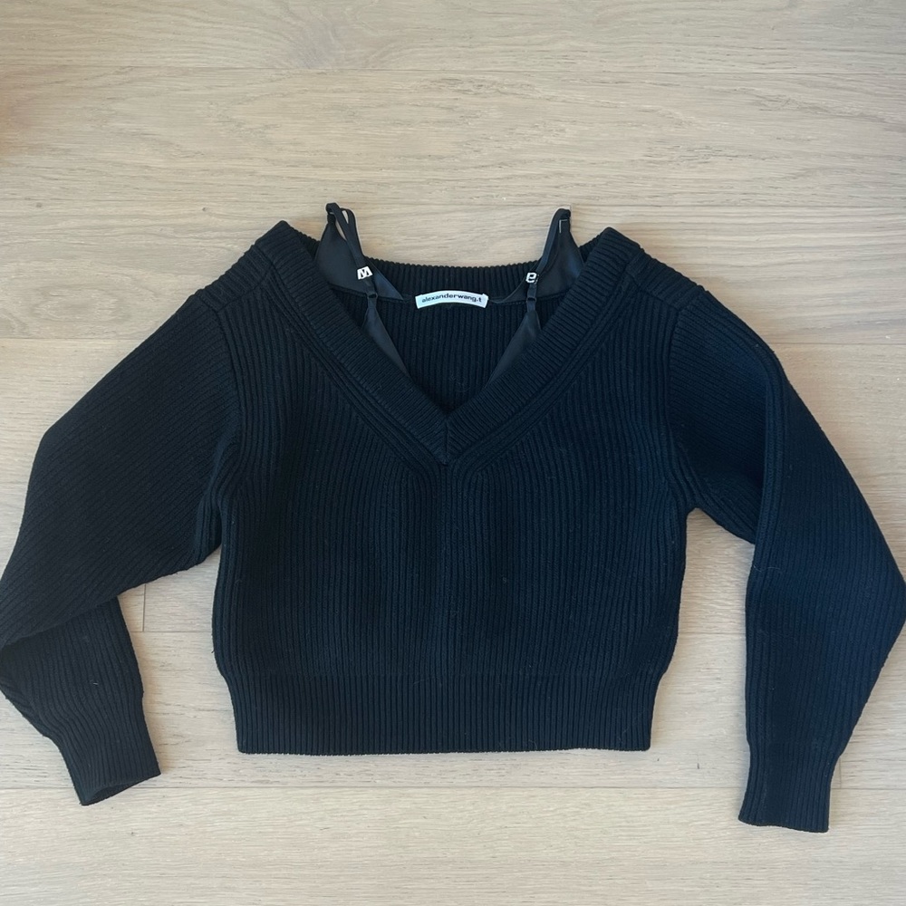 Alexander Wang t v-neck pullover with satin cami